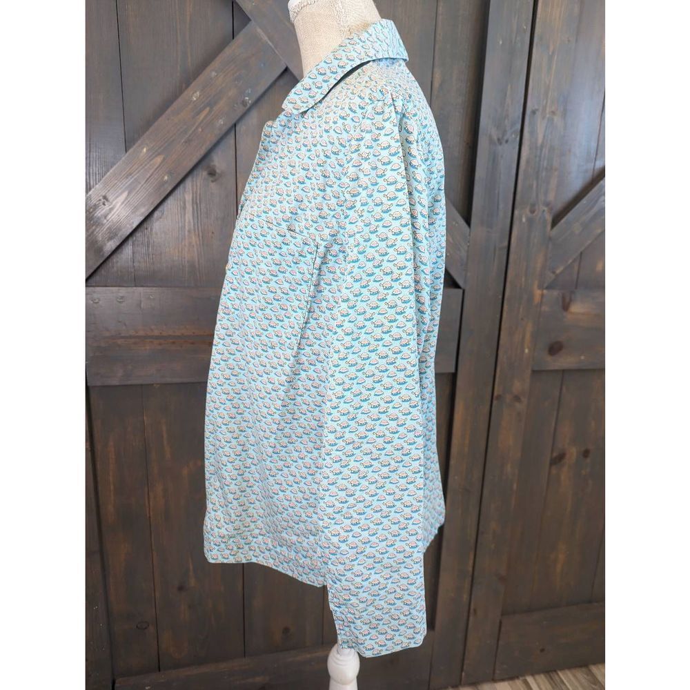 Vineyard Vines Top Shirt Button Women's Small Blue Turtle Collar 100% Cotton - Picture 3 of 11